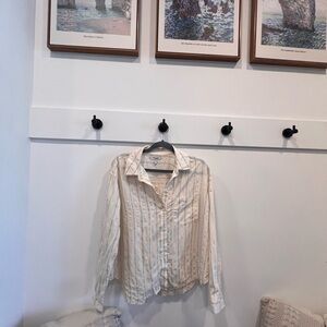 Striped Cream Button-Up Shirt